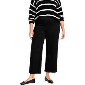 Old Navy Weekender High Rise Black Wide Leg Pull On Crop Jeans Size 16 NEW